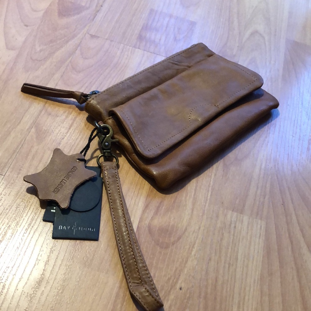 Genuine raw Leather clutch/ wristlet